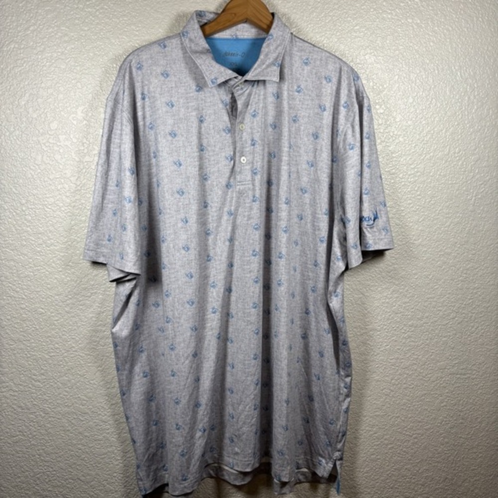 Johnnie O Polo Shirt Mens 2XL Gray Cocktail Drink Print Magnolia Creek Golf